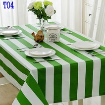 SKANDSALO 식탁보 모던 체크무늬 심플 도트 스트라이프 순면 캔버스 티테이블보 성탄 인테리어 테이블 천다기, T04-라지 무늬-그린화이트, C12-140*180