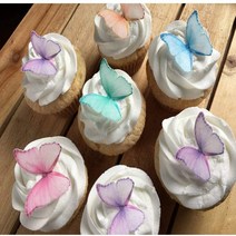 CHOCKACAKE Edible Wafer Paper Butterflies - Set of 24 Purple Pink Green - Cake Decorations Cupcake, 1