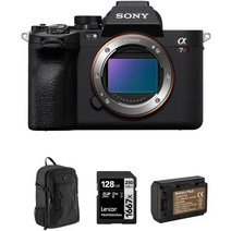 소니 알파 a7R V 미러리스 디지털 카메라 바디 번들 128GB SD 카드 배낭 추가 배터리 포함