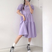 퍼프 캉캉 롱원피스 벌룬 플레어 바캉스 원피스 코튼 면 스판 a라인 원피스 여름 데일리
