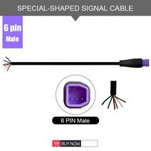 전기자전거개조 허브 모터 헤드업 스템 Julet 베이스 커넥터 2 3 4 5 6Pin 케이블 방수 Ebike Bafang 디스플레이 핀 옵션 액세서리, [09] 6 Pin Male