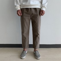 황제패밀리 부드러운 양기모 스판 면 9부 세미와이드 남자 겨울 슬랙스 밴딩 바지