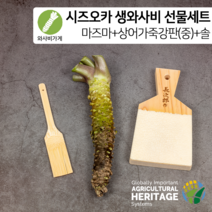[와사비가게 선물세트] 시즈오카 마즈마 생와사비+상어가죽강판(M)+와사비전용 대나무솔, 80g