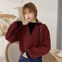 빈티지 긴팔 페이크투피스 여성 초 가을 미시옷루즈핏 목폴라 긴소매 상의 패치워크 클래식 홍콩무드 와이셔츠 3180601462