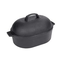[해외] Bayou Classic 7418 12-qt 무쇠 타원형 로스터 특징 돔 무쇠 뚜껑 느린 조리에 완벽한 튀르키예 치킨 햄 냄비 구이 찌개 수프와 칠리