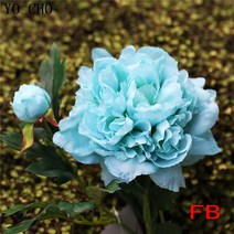 메탈요요 매직요요 고속 금속 요요 YO CHO-가을 모란 장식 꽃 실크 인공 꽃다발 웨딩 홈 파티 축제 DIY 크, 06 fresh blue