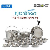 키친아트 스텐레스 캠핑용 코펠세트 (6~7인용) 스텐코펠세트