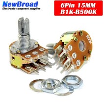 5pcs wh148 b1k b2k b5k b10k b20k b50k b100k b500k 6pin 샤프트 앰프 듀얼 스테레오 전위차계 1k 2k 5k 10k 50k 100k, 20k 옴