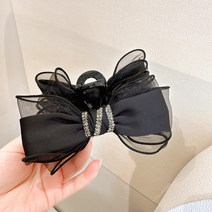 프레송스 큐빅 왕리본핀 헤어집게핀