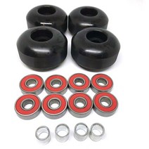 입문용 롱보드4pcs 52x30mm Skateboard Wheels 95A +8pcs ABEC9 Bearings + 4x Spacers Skateboarding Tire, 01 Black