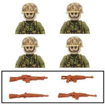 WW2 밀리터리 미국 101 공수 부대 빌딩블록 해군 특수 부대 군인 피규어 무기 헬멧 브릭 장난감, MJ19-4PCS