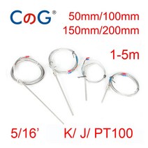 에어컨온도센서 온도 컨트롤러용 열전대 CG K J PT100 타입 와이어 150mm 200mm 프로브, 10.K 3m - 200mm
