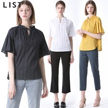 리스트 프릴넥 코튼 블라우스