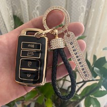 스이웨 기아 전차종 골드라인 스마트 차키케이스+키홀더+큐빅전화번호판, KN-7, 블랙