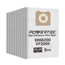 POWERTEC 75024 P3 고효율 필터 백 Shop Vac 9066233/ 9066200 10 14갤런 타입 F I / VF2005/ CMXZVBE3877 CMXZVBE387, Shop Vac 10-14 Gal, 3PK