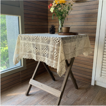 앤리이니 마름모 패턴 북유럽풍 면 식탁보 100X140, 5P, 베이지