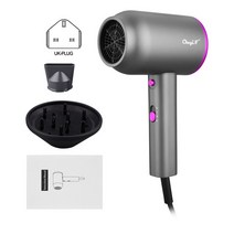 저소음드라이기 무소음드라이기 1800W DC 모터 전문 저소음 블로우 헤어 드라이어 살롱 음이온 차가운 바람 3 단계 열 설정 2 공기 노즐, 02 220V