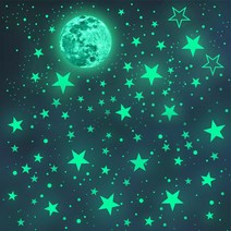 [세계지도포인트벽지] 모두로 달 별 야광스티커 인테리어 천장 벽지 야광별, 야광