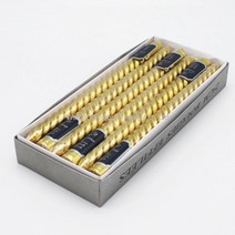 WARM유럽식 긴 초 식탁 꾸미기 무연 무취 웨딩호텔 성당 크리스마스 레스토랑 꾸미기 가정용 무드 캔들 양초, 12개 금색나선 30CM