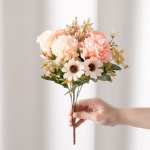 엔틱로즈믹스부쉬 30cm 조화 성묘 꽃 장식 인테리어 산소 FAGAFT, 핑크