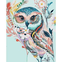 리빙듀오 DIY 쉬운 명화 유화그리기 세트 A-322 꽃 부엉이 40 x 50cm