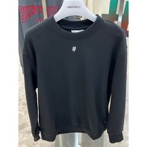 [빈트릴] 남녀공용 SHAKE SHAKE 해시태그 컴포트핏 쭈리 기모 맨투맨 - 블랙