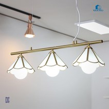 글레스 화이트 로사 3등 펜던트 조명 E26 유리 식탁등 빈티지 엔틱 스테인글라스, 투명, 에디슨 골든글라스 램프