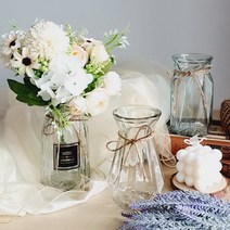 북유럽 마끈 크리스탈 다이아몬드 그레이 화병 세트 / 투명 유리 꽃병 수입 인테리어 소품, 마끈 투명 3종세트