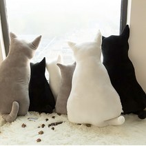 미리내 고양이 인형 쿠션 소파 방석 베개, 화이트