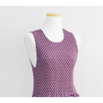 necco 칼라 도트 주름 원피스 앞치마, 퍼플, 1개