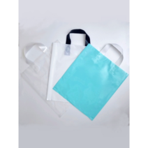 PE 손잡이 비닐 쇼핑백 3색상 3사이즈 투명 민트 유백 제작 인쇄 루프백, 100매