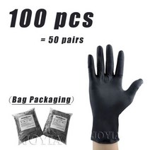 녹색 일회용 장갑 안전 시험 니트릴 다목적 방수 가정용 식품 심기 농업 작은 100, Black-100 pcs_M