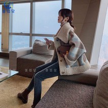 셀럽당 체크 기모 코트 추동 도톰 코트 여성 상의