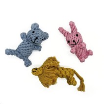 Jeremytown 강아지용 동물 디자인 이갈이 로프 장난감 3종 세트, 1개, 토끼, 사자, 곰