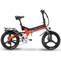 초경량 로드 Cyer-48V 500W 접이식 전기 자전거 비치 크루저 부스터 10AH 배터리 풀 서스펜션 Ebike XF5, 오렌지 블랙