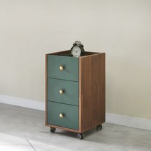 [에타홈] 칼레 300 원룸 안방 틈새 책상 소형 낮은 3단 미니 작은 바퀴 이동식 서랍장, 딥그린