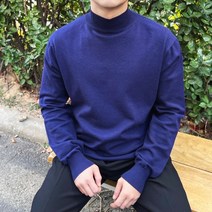 7컬러 남자 부드러운 캐시미어 가공 반 폴라 목 티 스판 봄 가을 겨울 기본 이너 무지 터틀넥 반목 니트