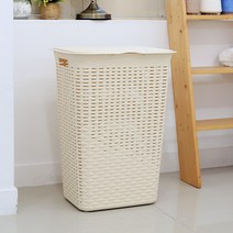 아누 라탄 대용량 손잡이 빨래 바구니 60L, 아이보리
