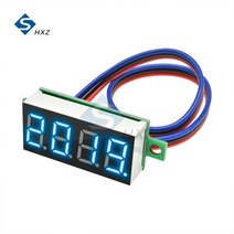 전동킥보드안장 의자 부품 3 와이어 036 미니 디지털 전압계 4 자리 0-100V DC 패널 자동차 오토바이 전기 전압 테스터 게이지, 파란