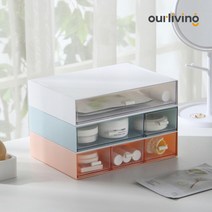 와이딩 미니 서랍함 데스크정리함 수납 소품정리함 투명 멀티박스 티백정리함 보관함 책상, 아이보리-3칸