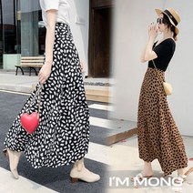 아이엠몽 여성 쉬폰 꽃잎 호피 레오파트 A라인 밴딩 하트 봄 여름 가을 패턴 롱 스커트(BB2215133SY) 스커트