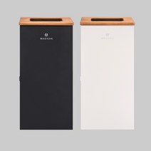 매직캔 언커버 거실 오픈 휴지통 나무 와 스틸 의 만남MM250WDA MM250KDA, 화이트+우드(20L)