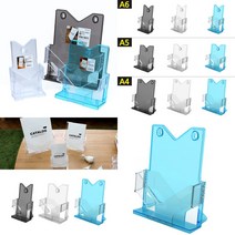 가라지팜 1단 디자인 카달로그 브로셔 꽂이 A6-검정 전단지꽂이 아크릴쇼케이스 메뉴꽂이, A4-파랑