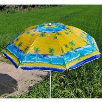 [필굿] (우산가격에 파라솔드림) 심플 비치 파라솔 간편설치 낚시 농사 바캉스, 옐로우계열