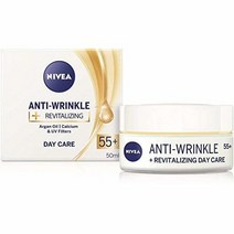 Nivea 니베아 + 활력을 주는 데이 케어 페이스 크림 안티에이징 55+ 아르간 오일 칼슘 및 UV 필터 50ml / 1.6oz 311503, day