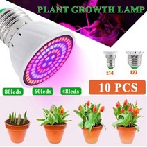 조립식비닐하우스 LED 전체 스펙트럼 식물 성장 전구 E27 E14 모종 빛 라이트 수경 220V UV 램프 꽃 Fitolamp 재배 식물성장등, E27+80leds 220V+10pc