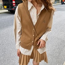 메이킹유 베스트 단추조끼 브이넥 루즈핏 무지조끼 8785로모드조끼