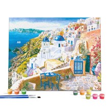 아이러브페인팅 DIY 액자형 그림그리기 4050 풍경 98종 모음 명화그리기 유화 페인팅 취미, 40.산토리니 브런치 페인팅