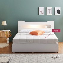 데코라인 칸 LED 수납 침대 프레임 퀸 Q, 화이트그레이