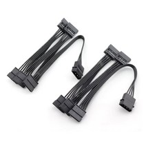 2PCS MOLEX 4PIN IDE ~ 5 SATA 15 핀 하드 드라이브 전원 공급 장치 분배기 케이블 DIY PC SEVER 18AWG 4 핀 15 핀 전원, 검정